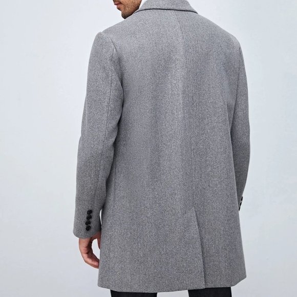 Work Style Gray Lapel Neck Men's Overcoat - Picture 3 of 5